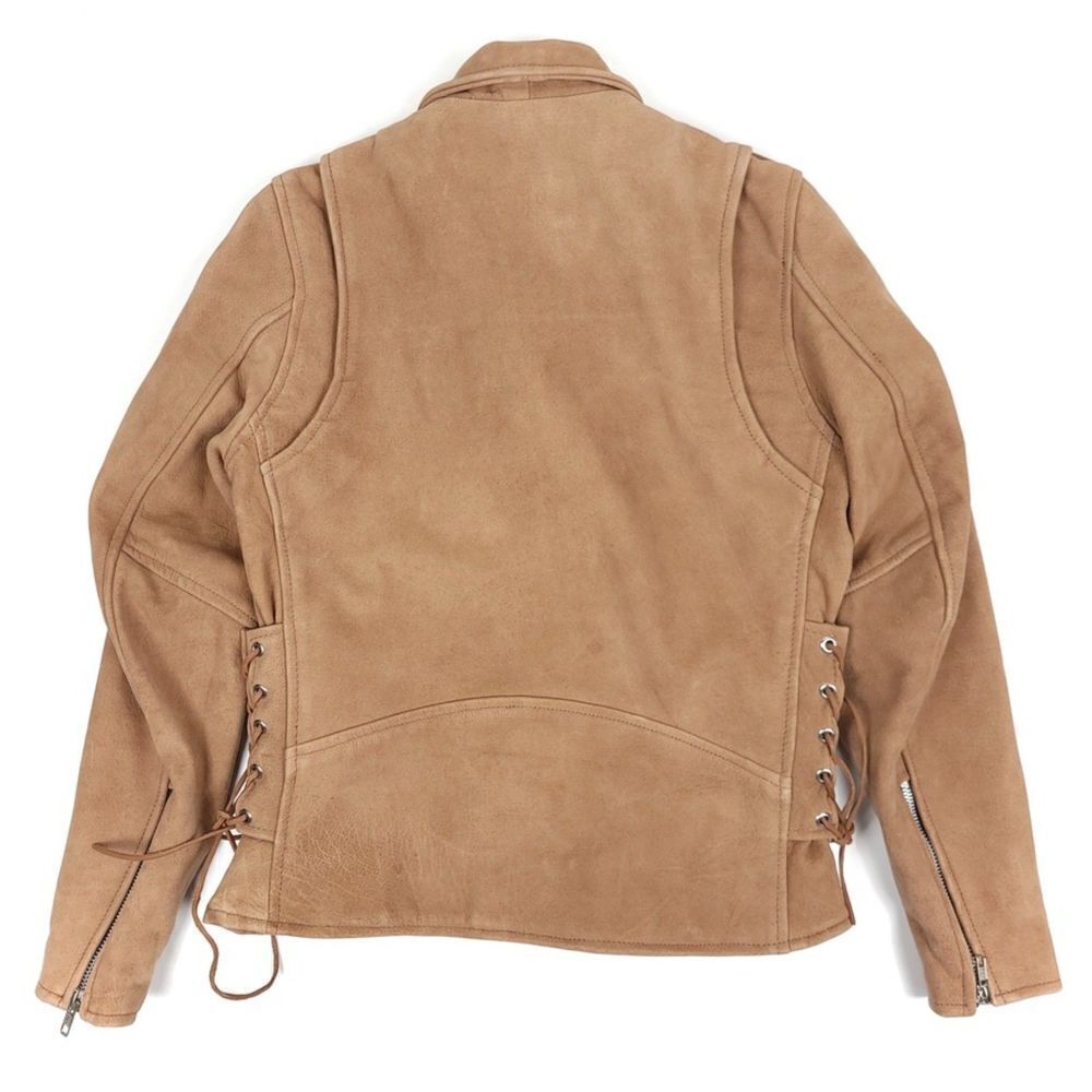 Genuine Leather Corset Lace Up Side Leather Biker Moto Jacket Tan Brown Camel XS - Picture 5 of 9